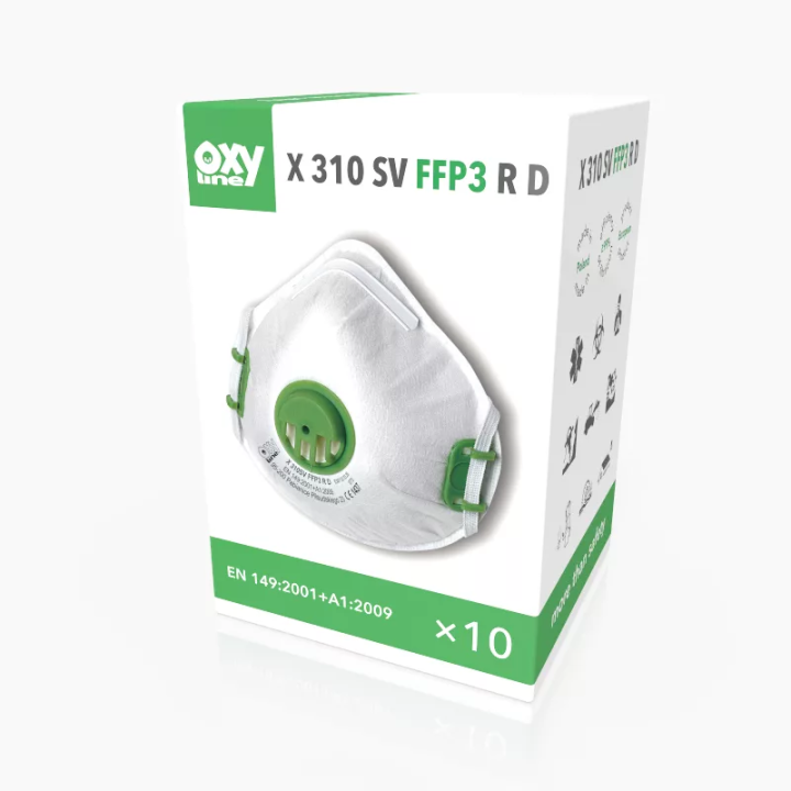 Κυπελλοειδής Μάσκα FFP3 R D με Βαλβίδα Oxyline X 310 SV